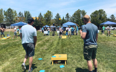 Teal Fleur-De-Lis Corn Hole Tournament